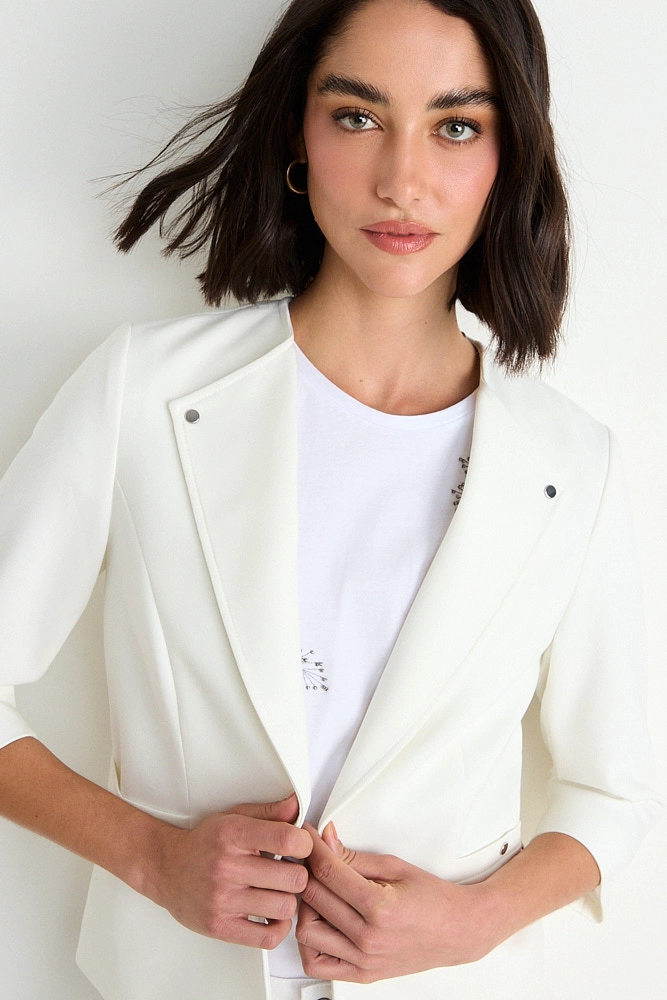 BLAZER LISO CON SOLAPA CRUDO MUJER ASH - 2