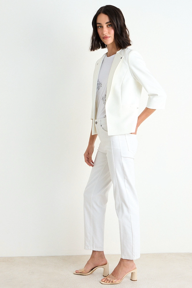 BLAZER LISO CON SOLAPA CRUDO MUJER ASH - 5