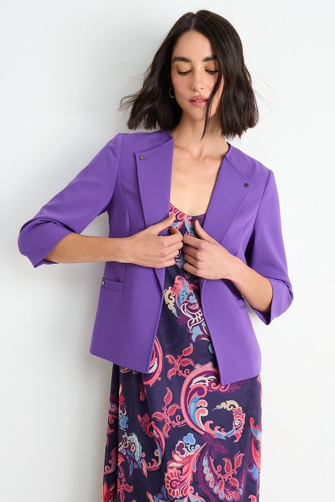 BLAZER LISO CON SOLAPA MORADO MUJER ASH - 1