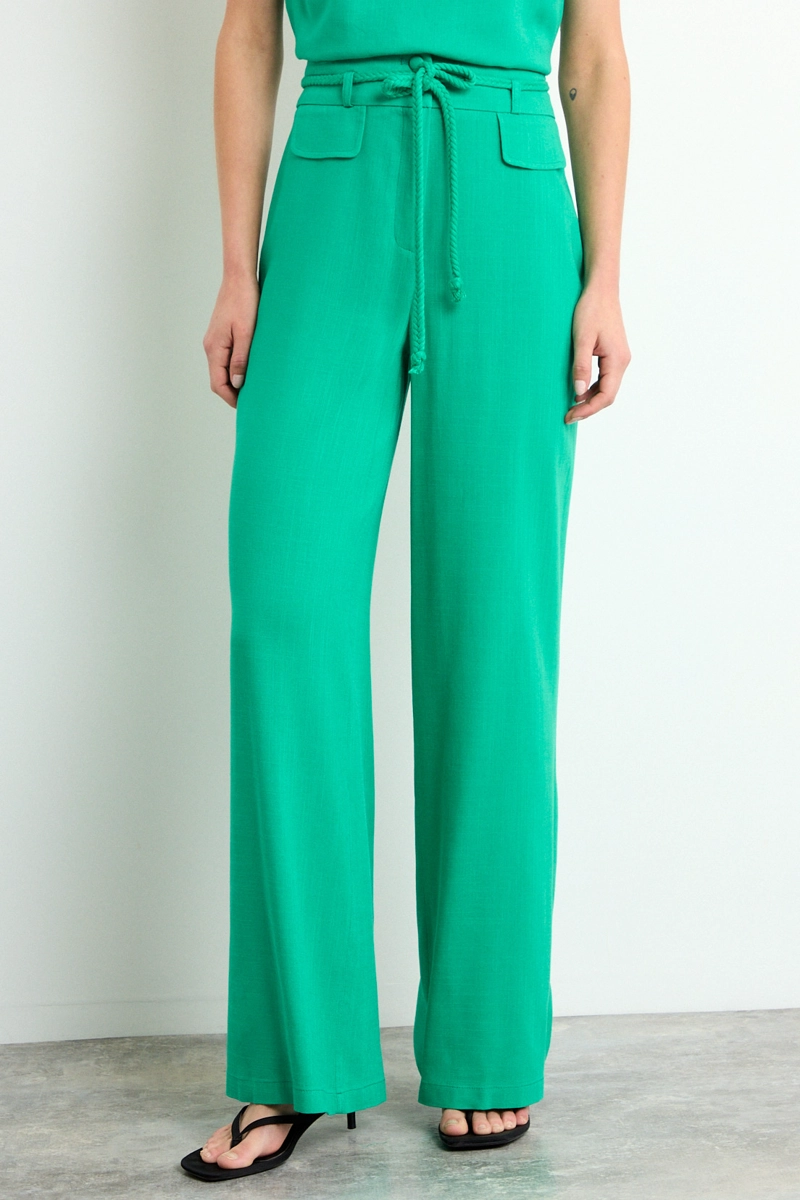 PANTALON LISO VERDE OLIVA MUJER IO - 2