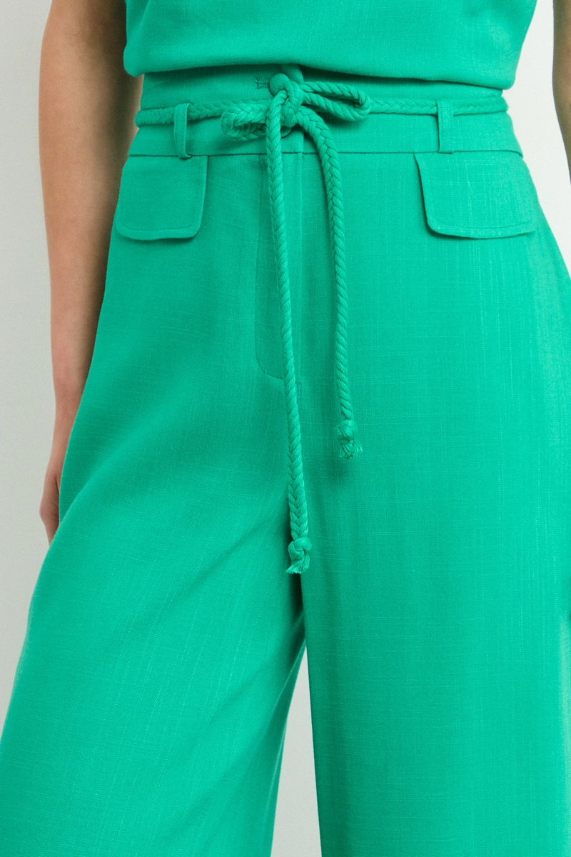 PANTALON LISO VERDE OLIVA MUJER IO - 3
