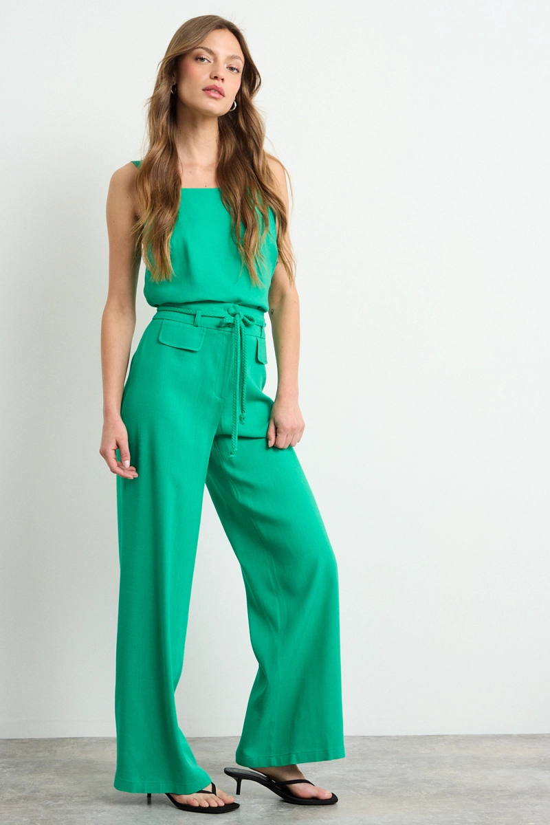 PANTALON LISO VERDE OLIVA MUJER IO - 5