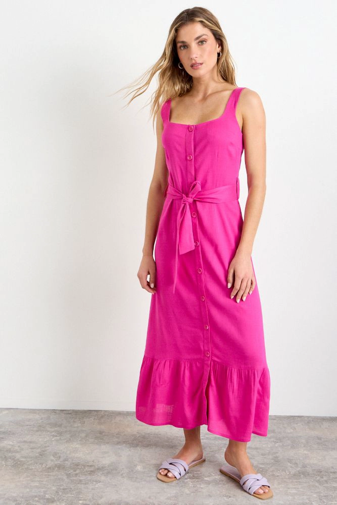 VESTIDO LISO FUCSIA MUJER IO - 1