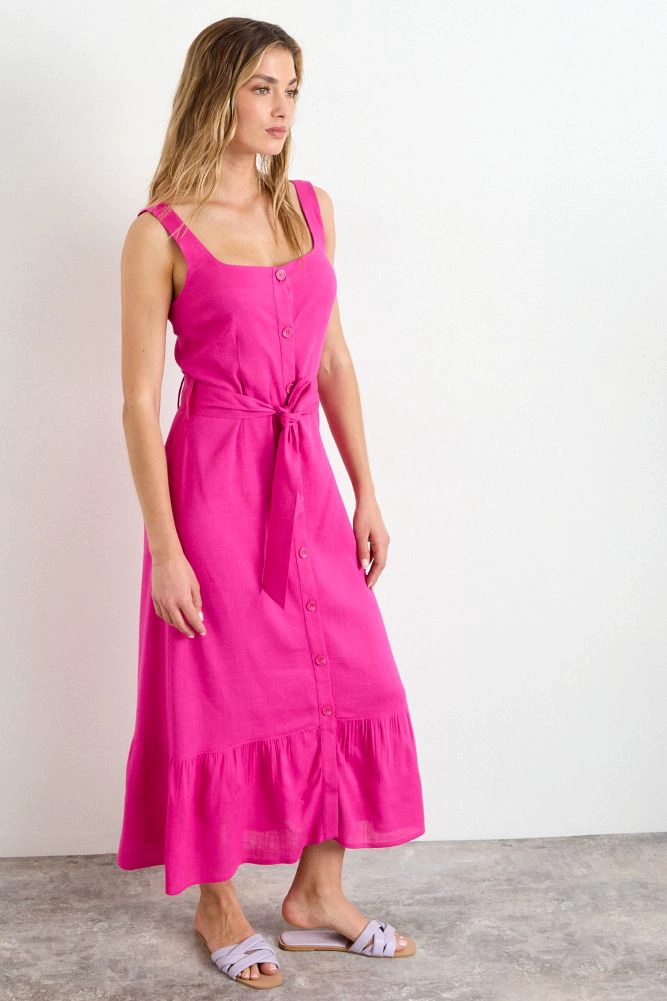 VESTIDO LISO FUCSIA MUJER IO - 3