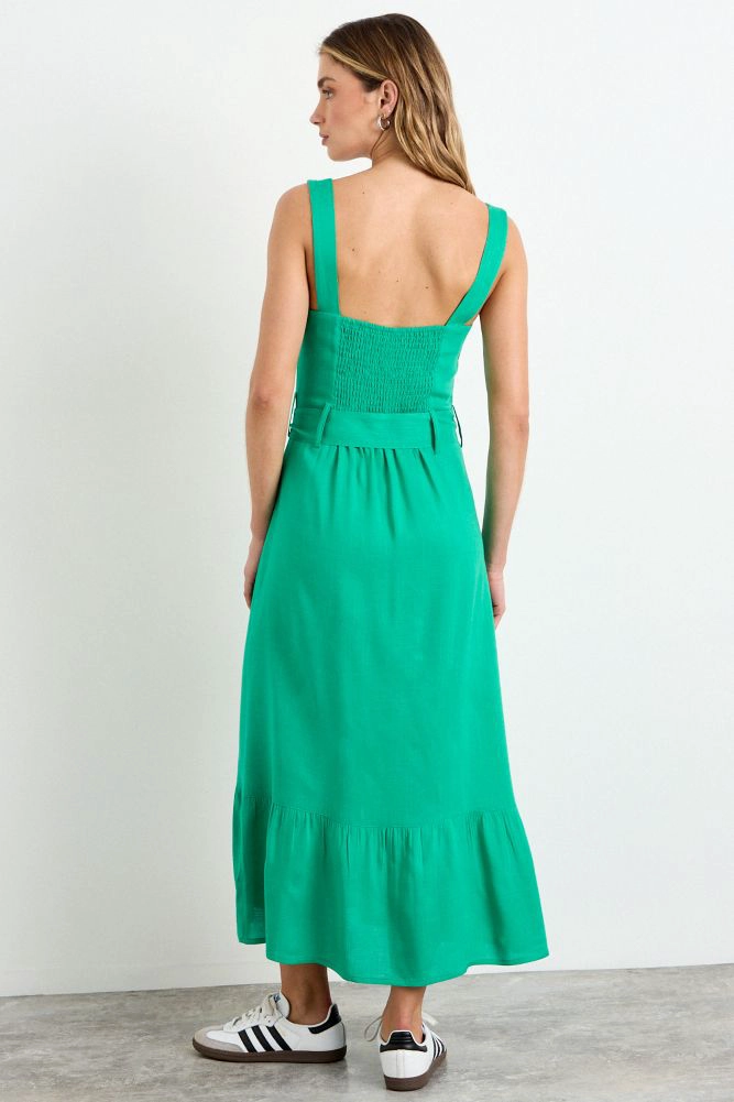 VESTIDO LISO VERDE OLIVA MUJER IO - 4
