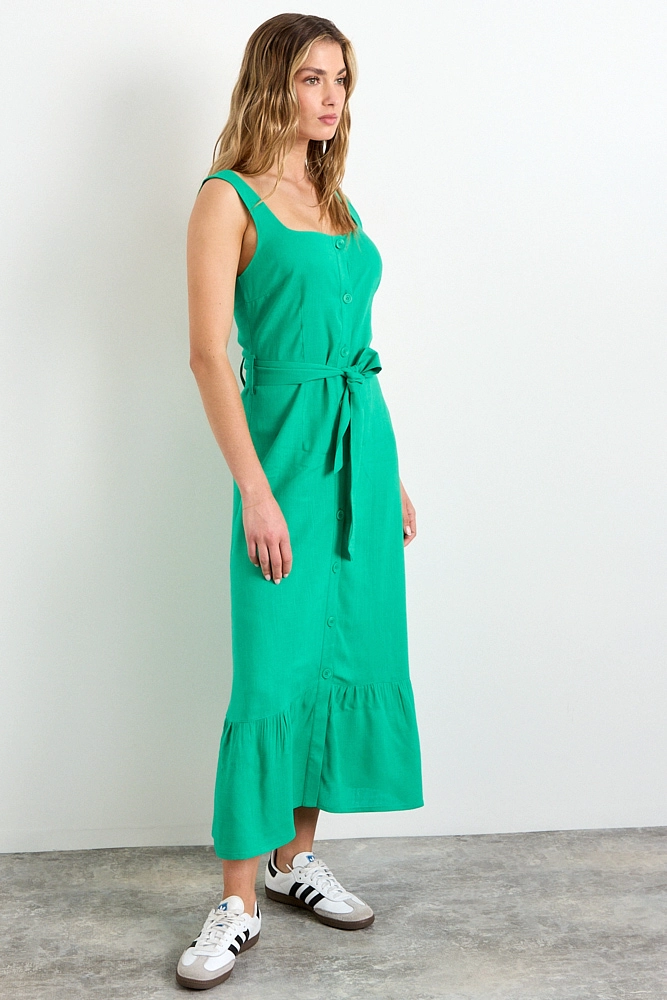 VESTIDO LISO VERDE OLIVA MUJER IO - 5