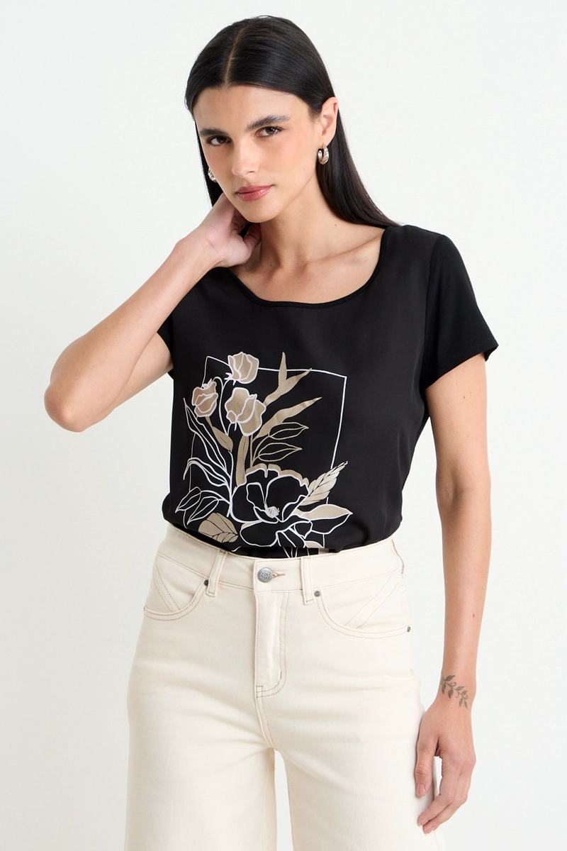 POLERA ESTAMPADA NEGRO MUJER ASH - 1