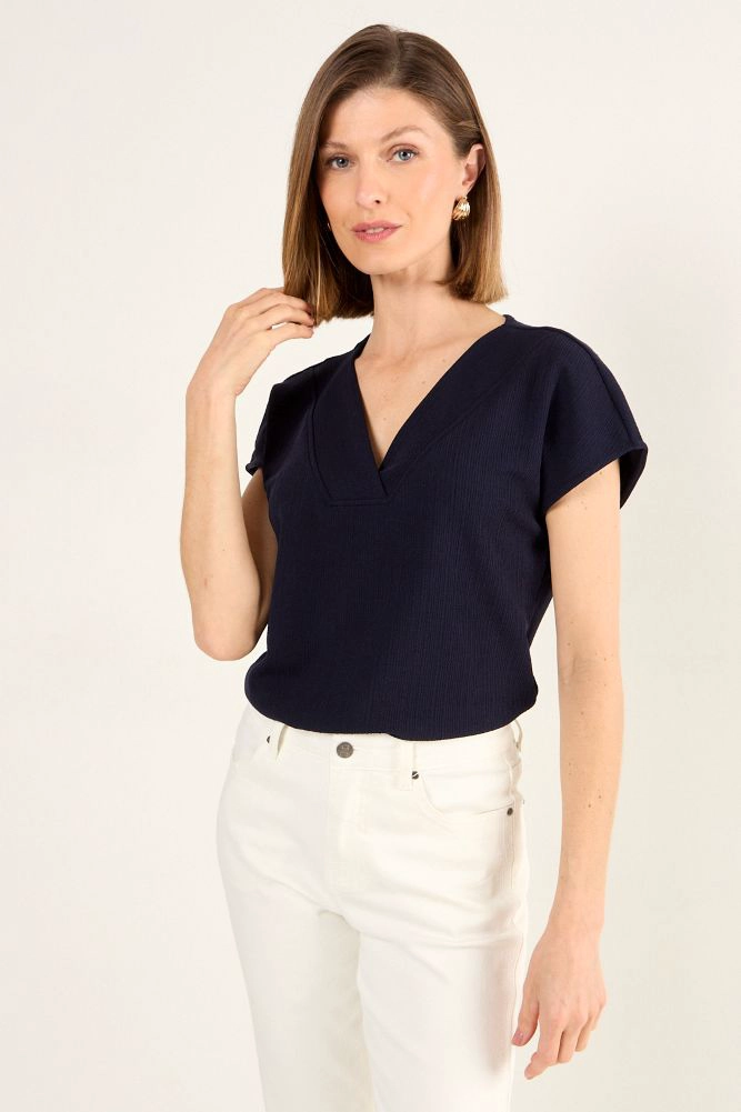 POLERA LISA AZUL MUJER MAGRIFFE - 1