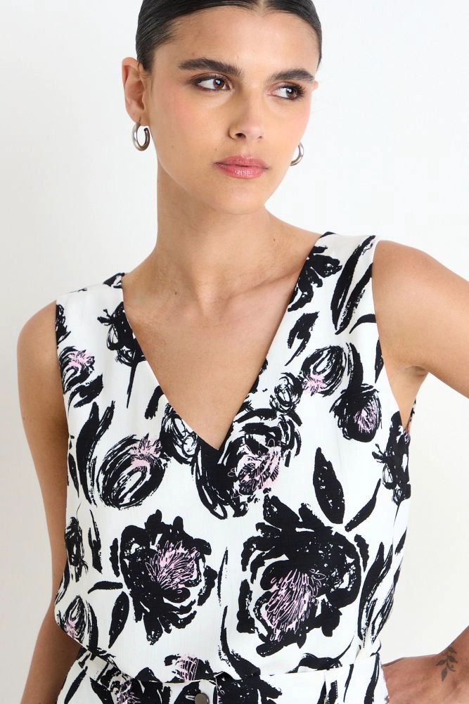 BLUSA FANTASIA CUELLO EN V NEGRO MUJER ASH - 1