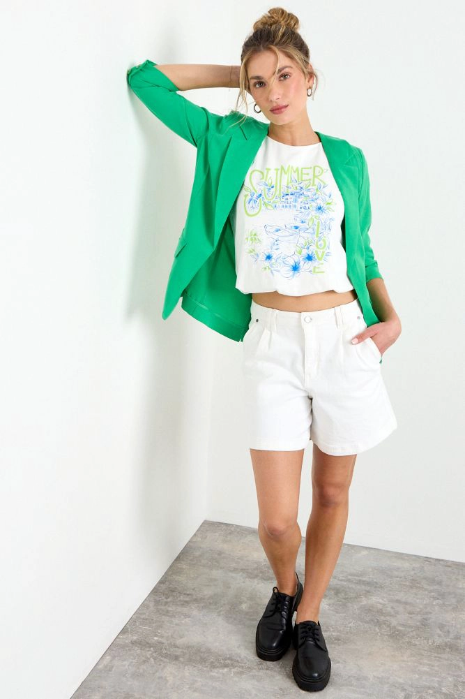 BLAZER LISO VERDE MUJER IO - 5