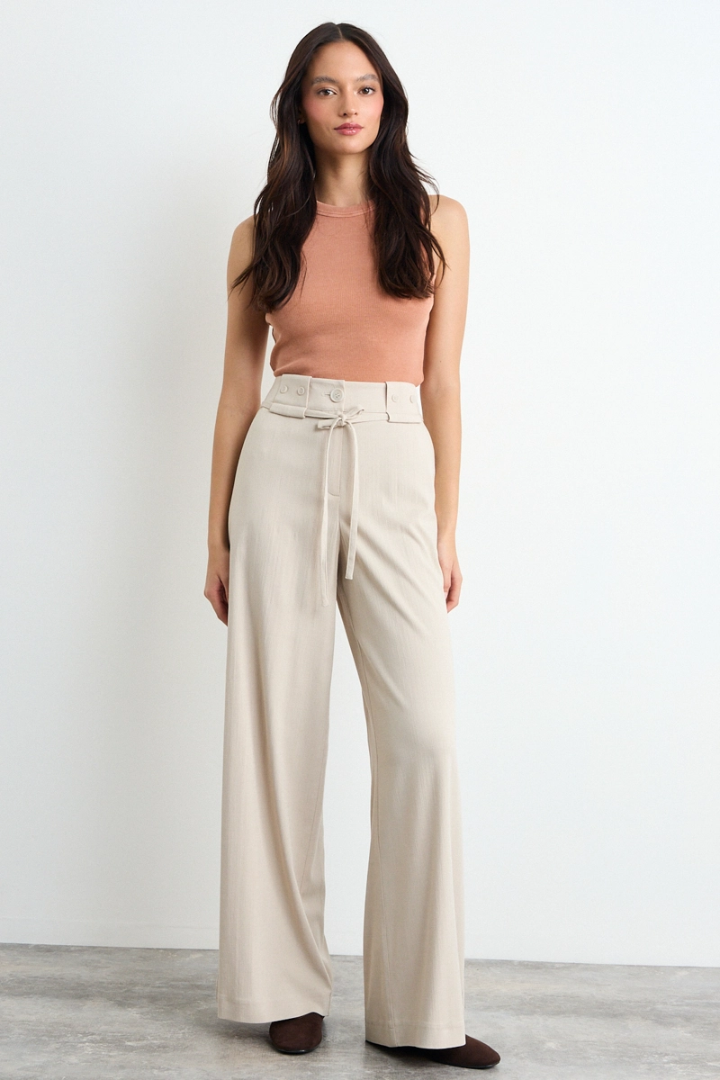 PANTALON LISO BEIGE MUJER IO - 1