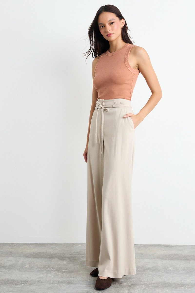 PANTALON LISO BEIGE MUJER IO - 5