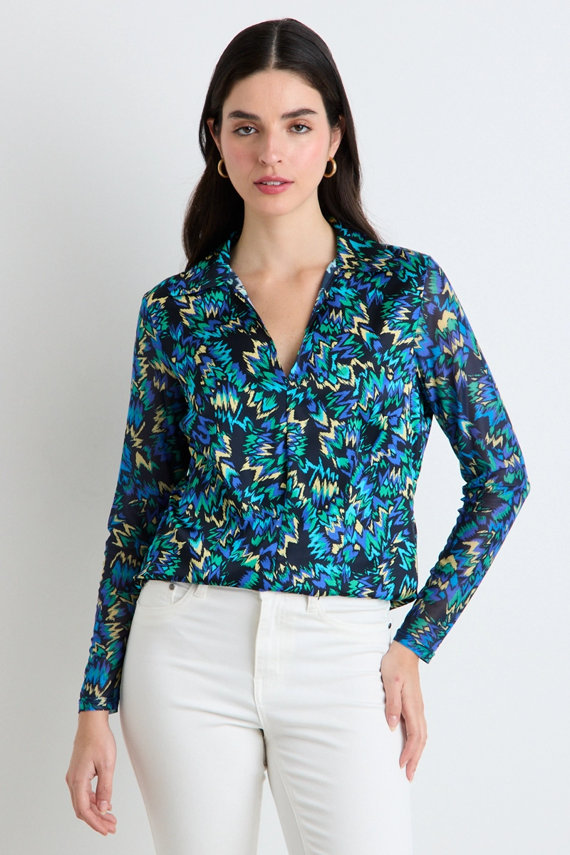 BLUSAS MANGA LARGA AZUL MUJER ASH - 1