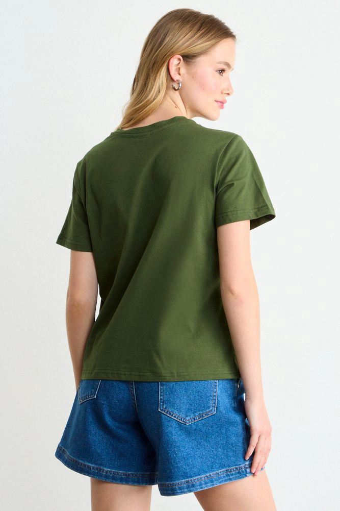 POLERA ESTAMPADA VERDE OLIVA MUJER IO - 3