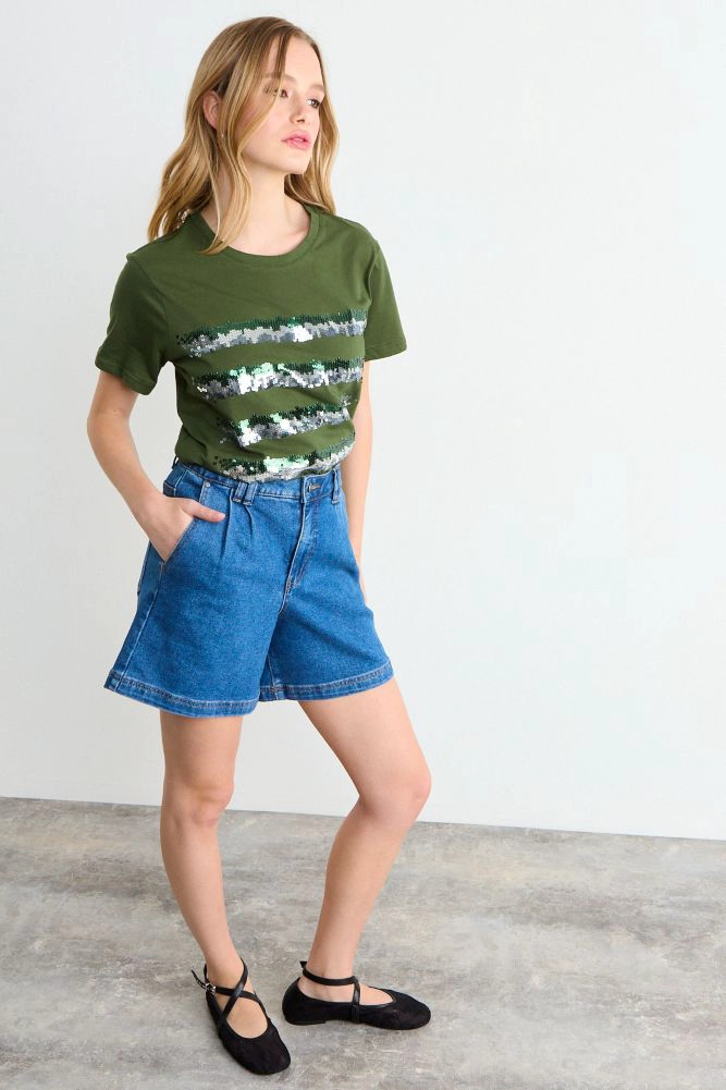 POLERA ESTAMPADA VERDE OLIVA MUJER IO - 5