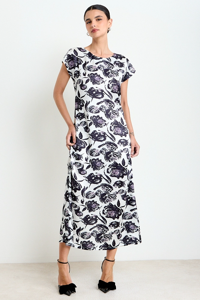 VESTIDO LARGO PRINT NEGRO MUJER ASH - 1