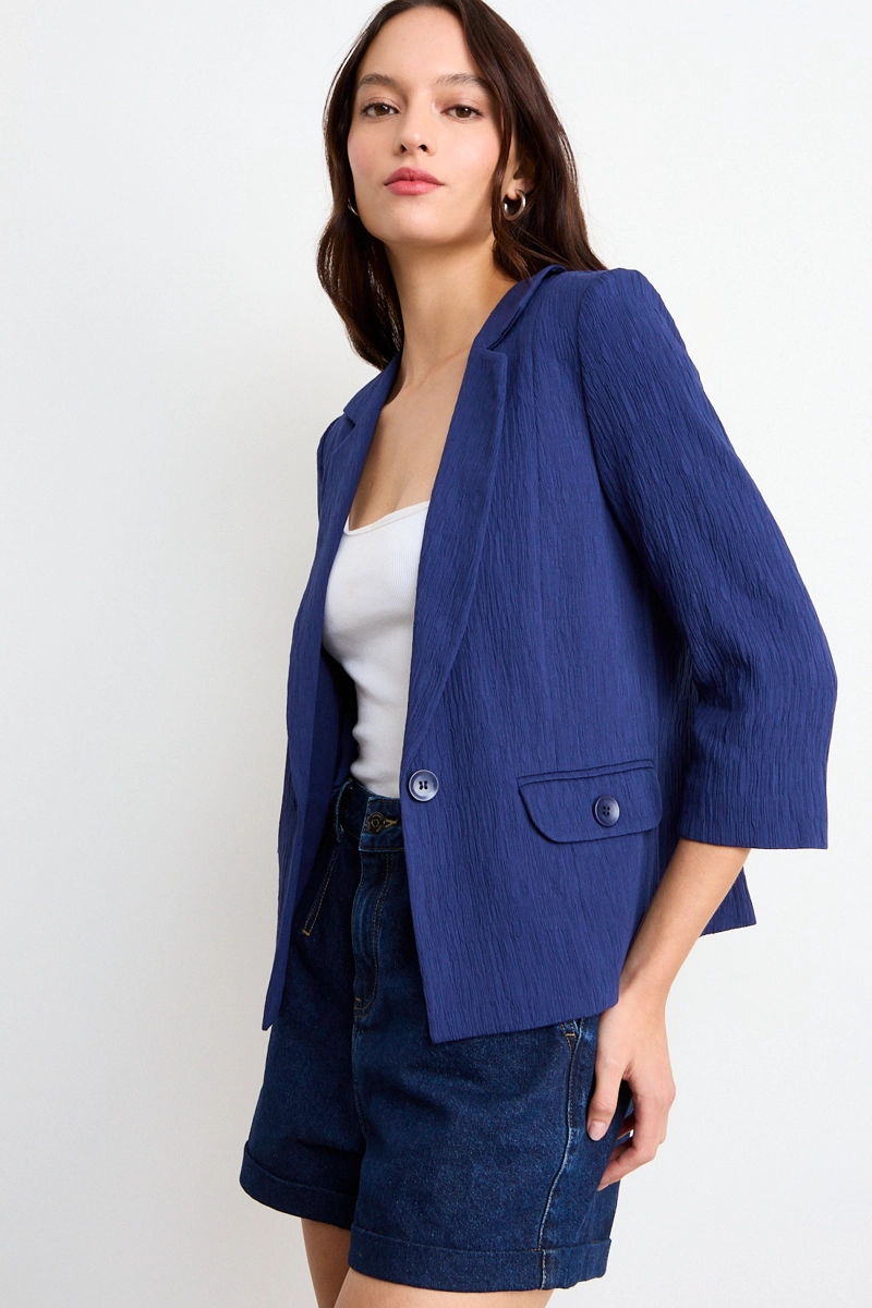 BLAZER LISO AZUL MUJER IO - 4