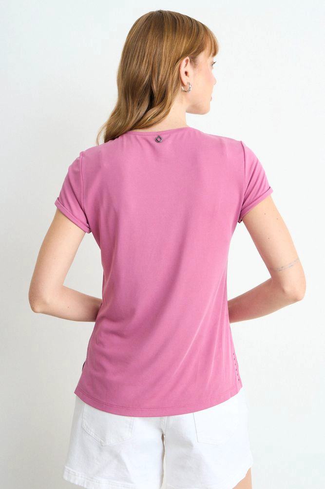 POLERA ESTAMPADA ROSADA MUJER IO - 3