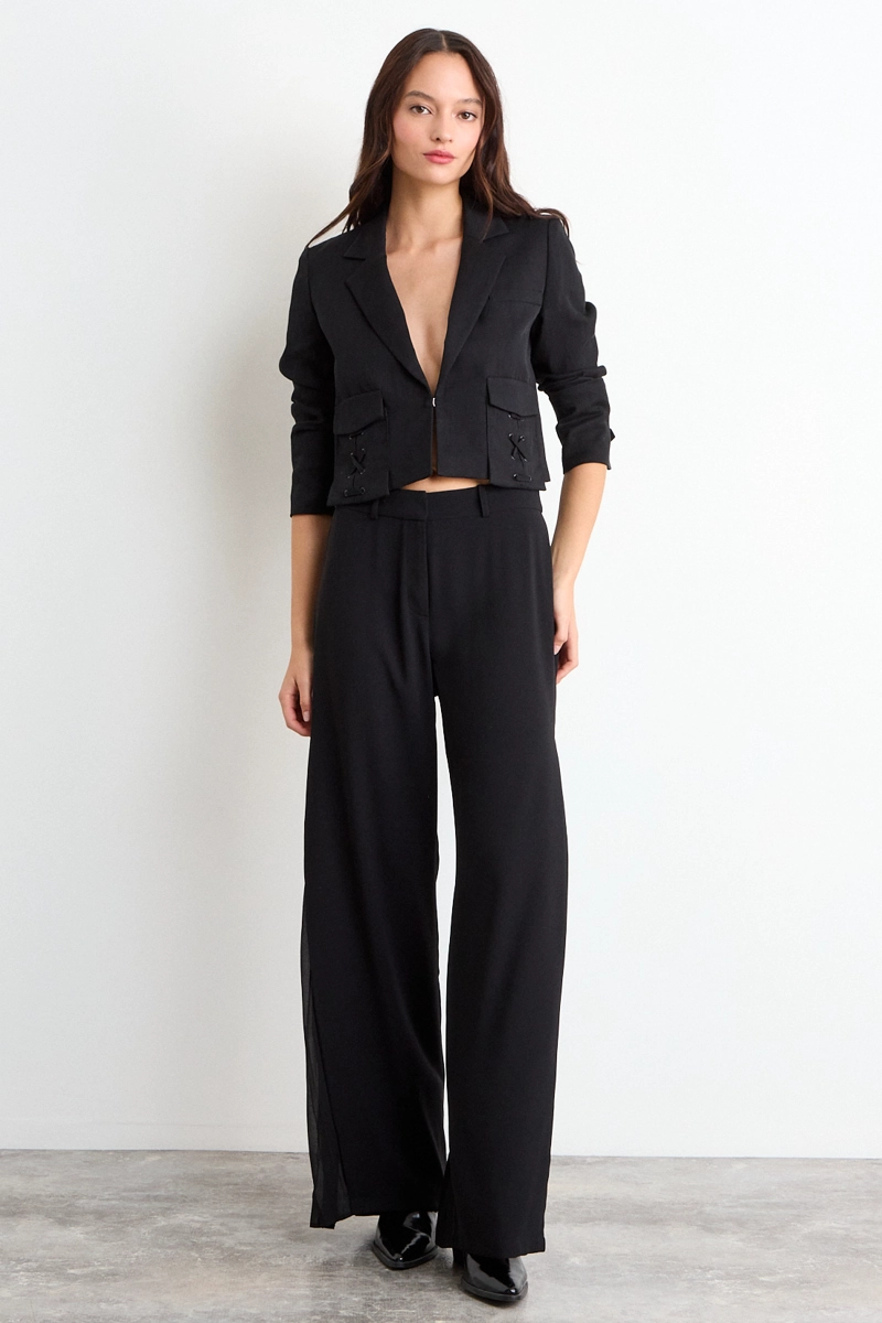 PANTALON LISO NEGRO MUJER IO - 1
