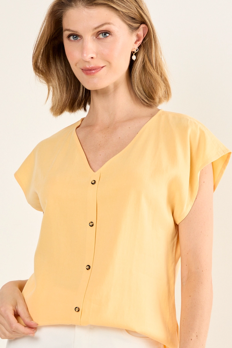 BLUSA ESCOTE EN V NARANJO MUJER MAGRIFFE - 1