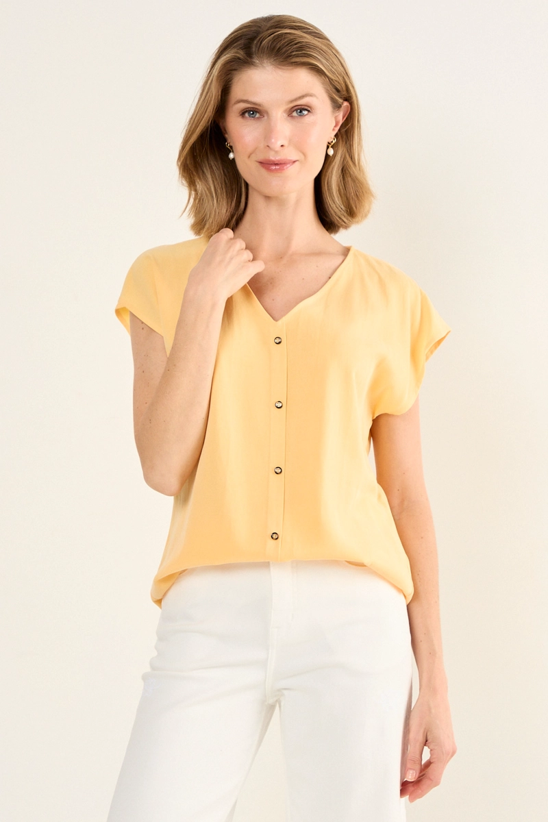 BLUSA ESCOTE EN V NARANJO MUJER MAGRIFFE - 2