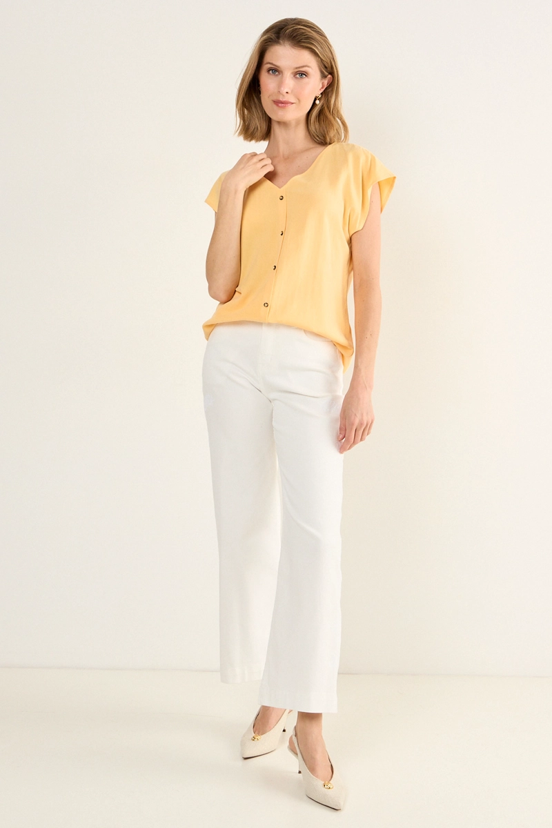 BLUSA ESCOTE EN V NARANJO MUJER MAGRIFFE - 4