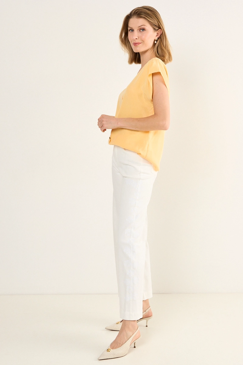 BLUSA ESCOTE EN V NARANJO MUJER MAGRIFFE - 5
