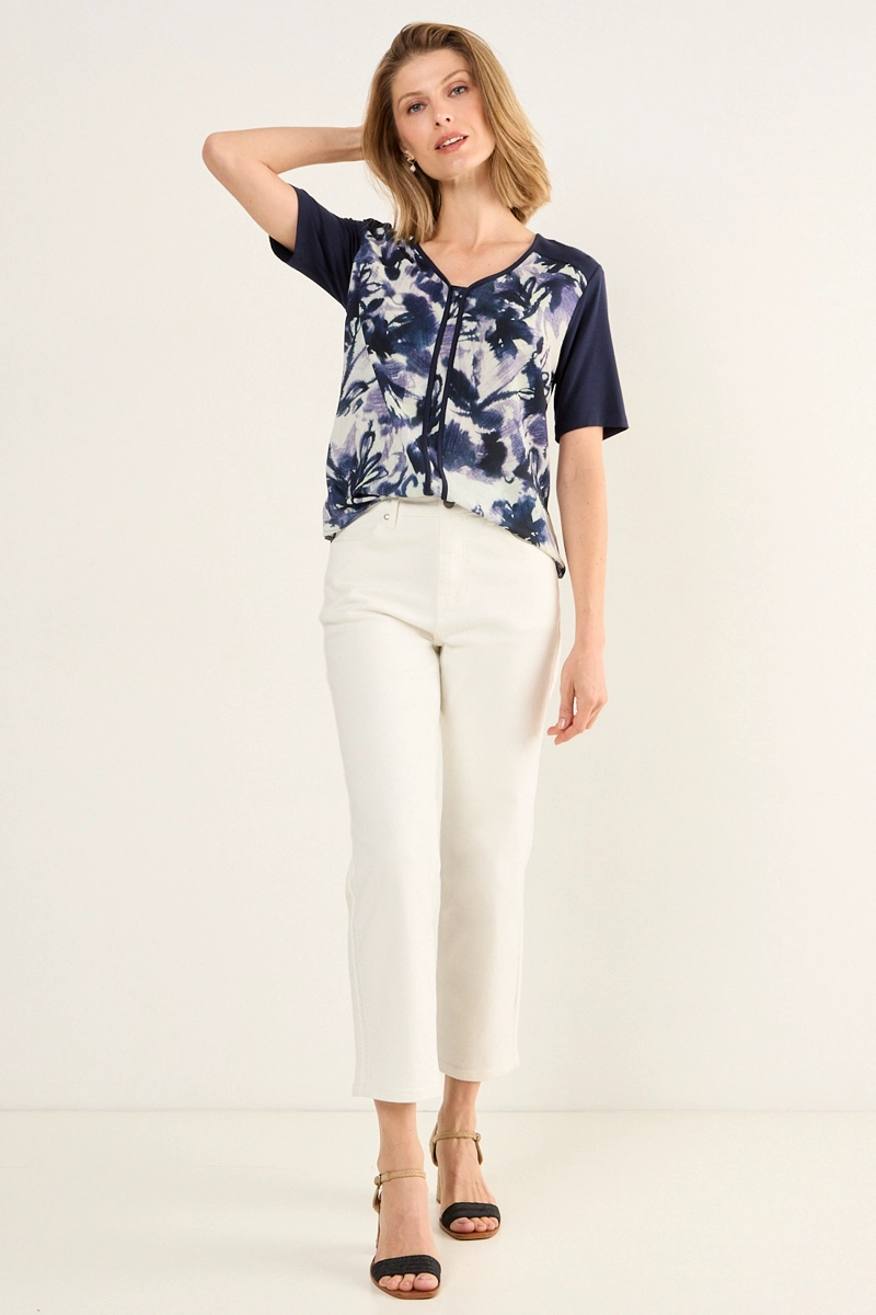 POLERA DOBLE TELA AZUL MUJER MAGRIFFE - 4