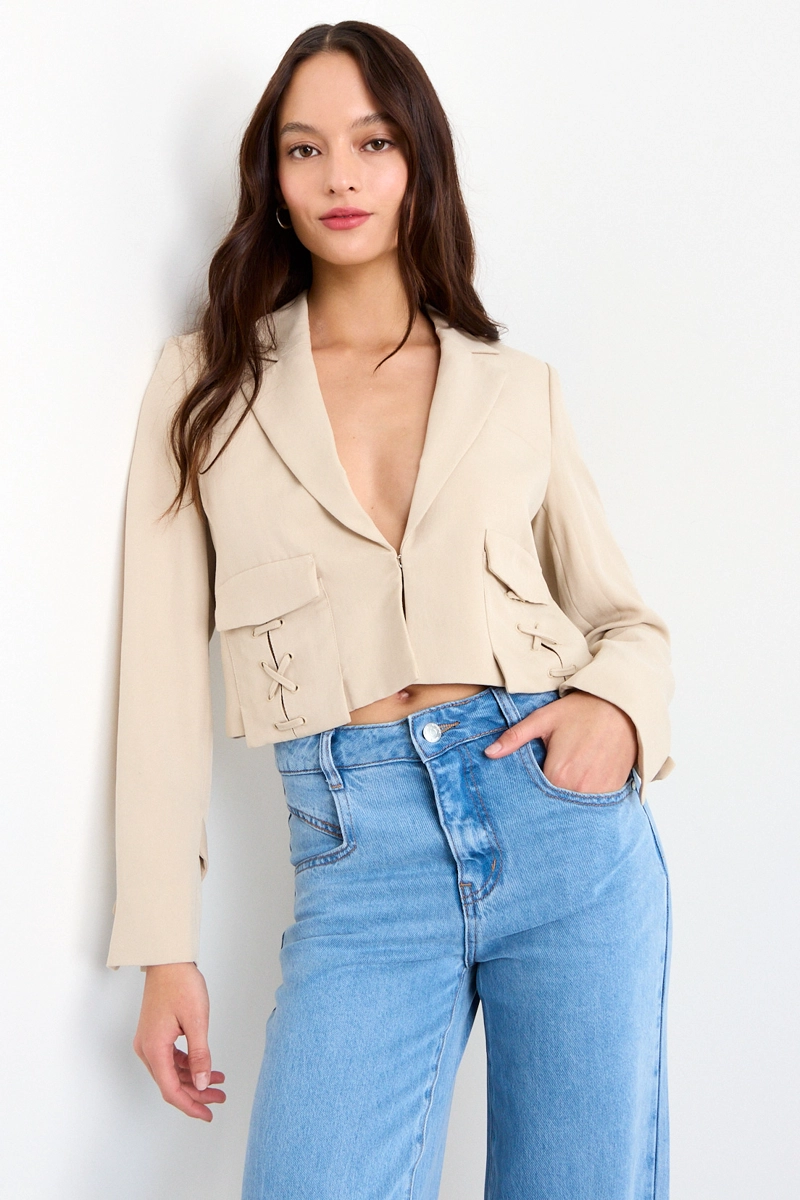 BLAZER LISO BEIGE MUJER IO - 1