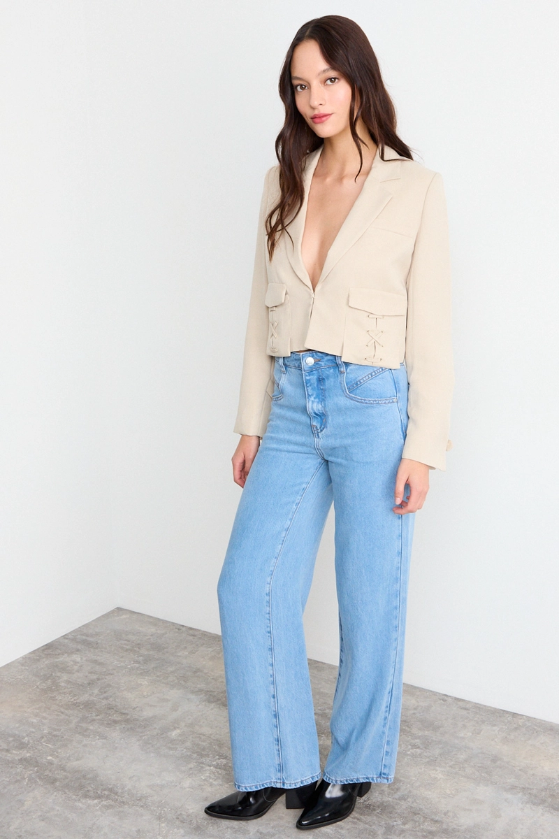 BLAZER LISO BEIGE MUJER IO - 4