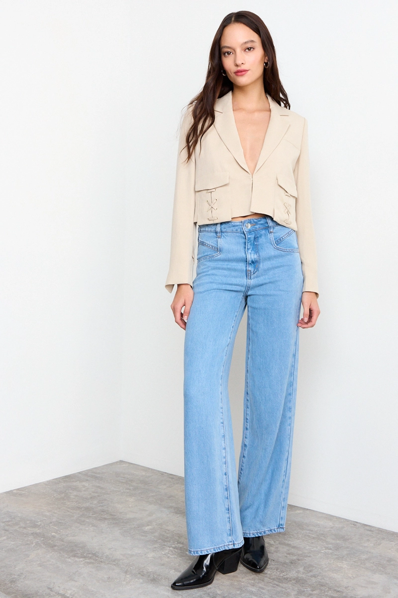BLAZER LISO BEIGE MUJER IO - 5