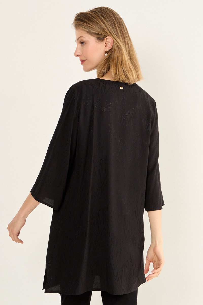 KIMONO TELA TEXTURA NEGRO MUJER MAGRIFFE - 4