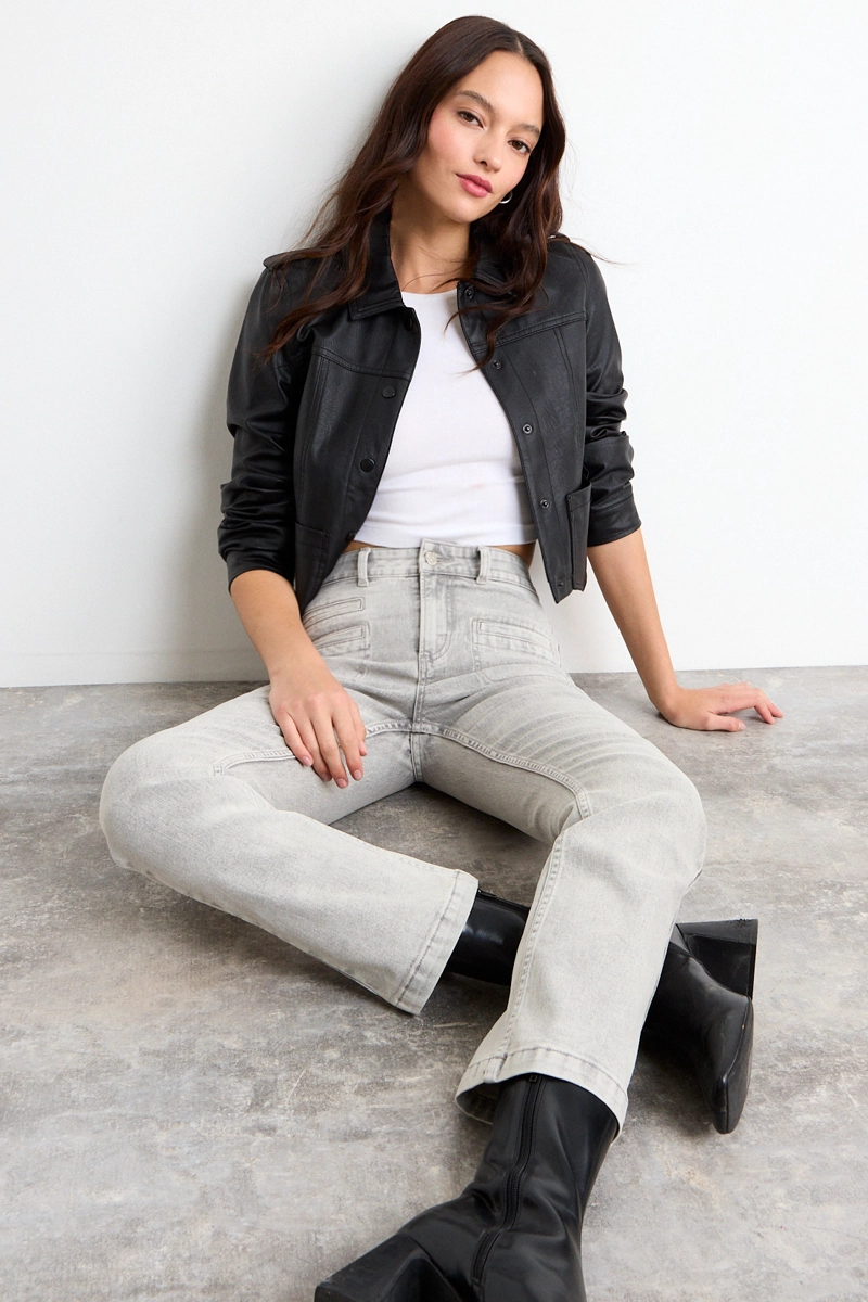 JEANS LISO GRIS MUJER IO - 1