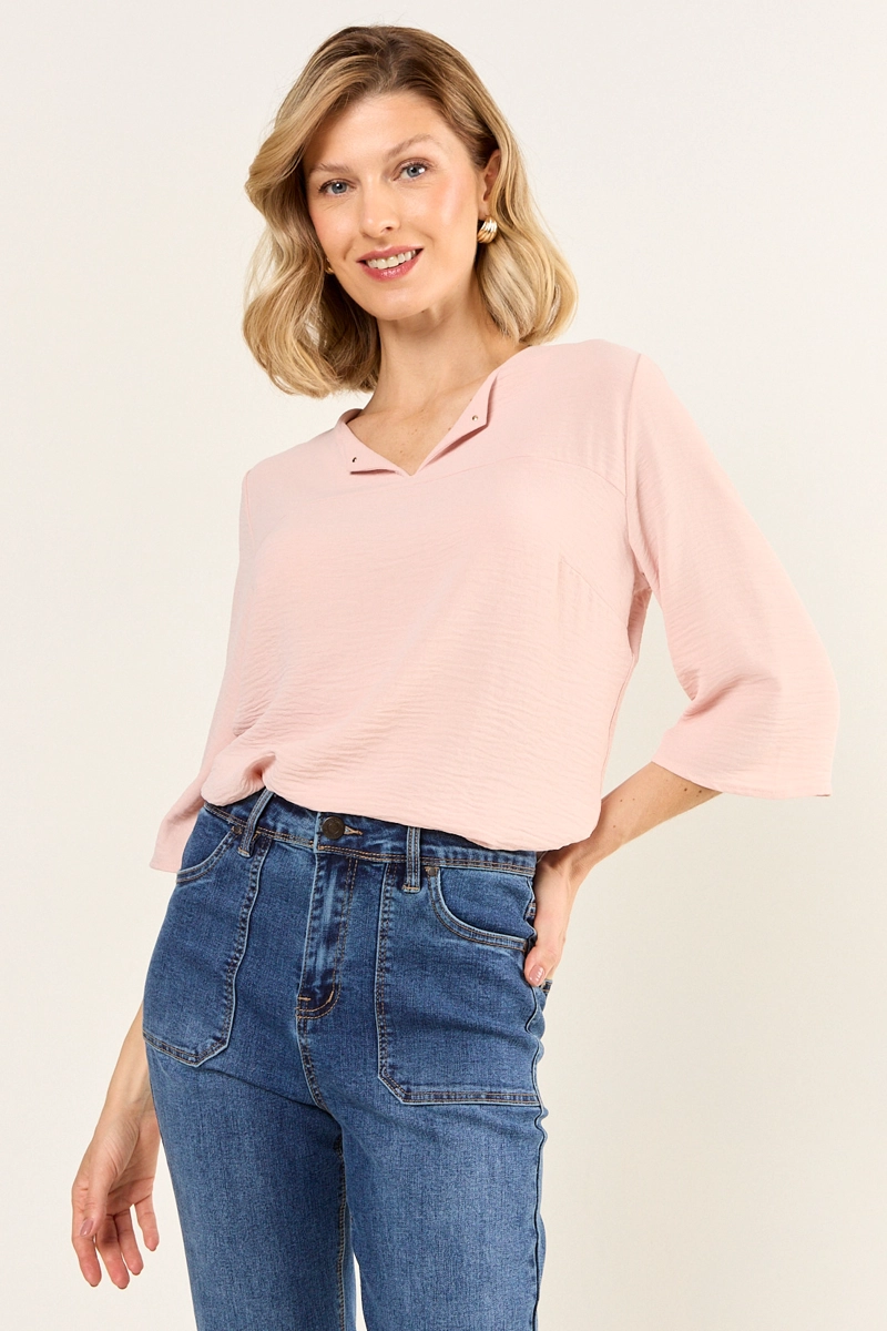 BLUSA ESCOTE V ROSA MUJER MAGRIFFE - 2