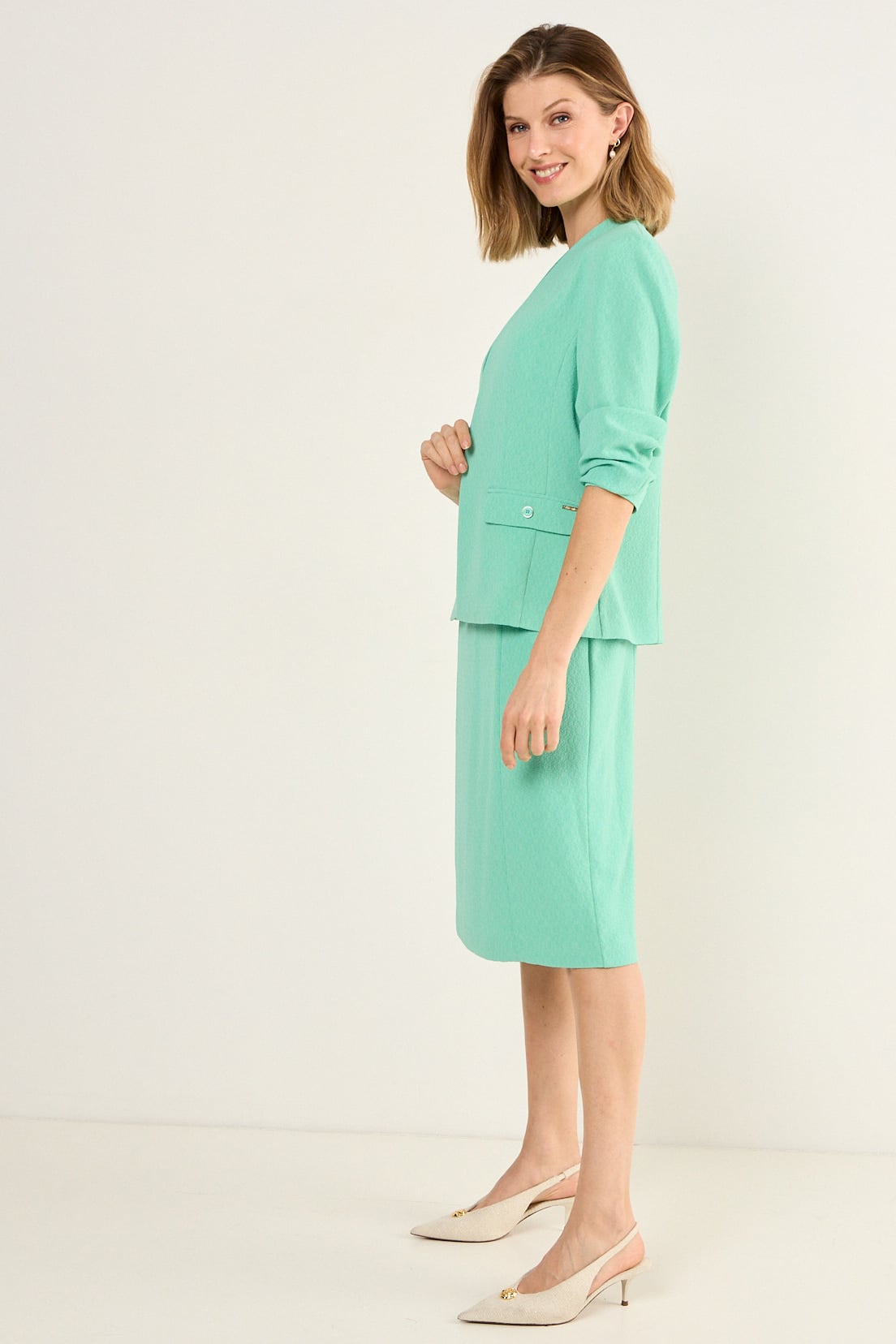 BLAZER SIN SOLAPA VERDE MUJER MAGRIFFE - 5