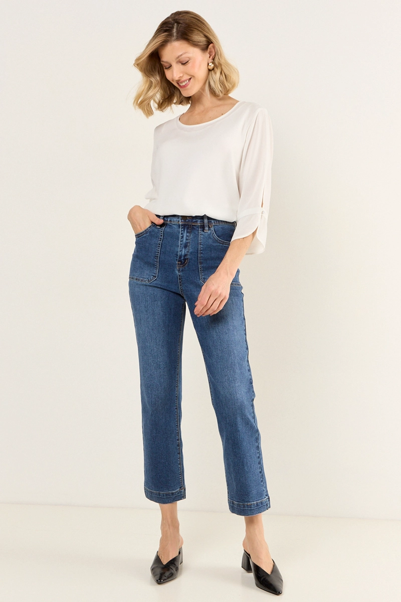 JEANS RECTO AZUL MUJER MAGRIFFE - 1