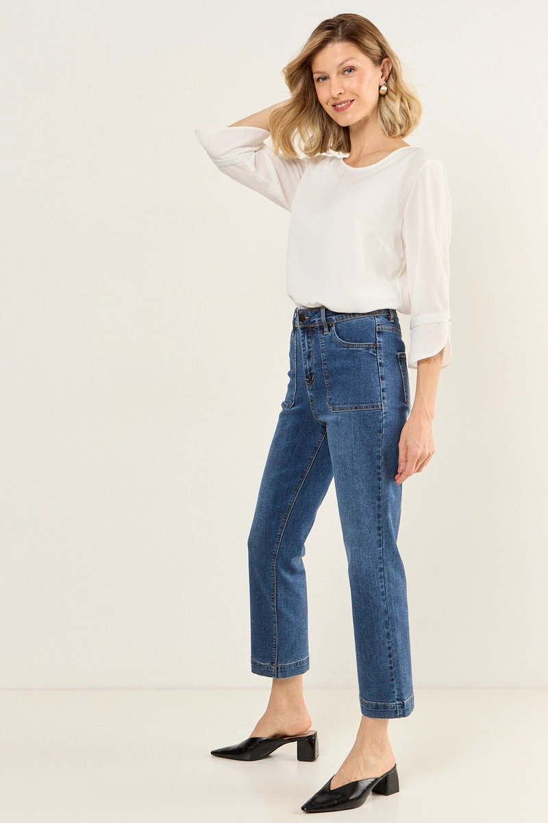 JEANS RECTO AZUL MUJER MAGRIFFE - 5