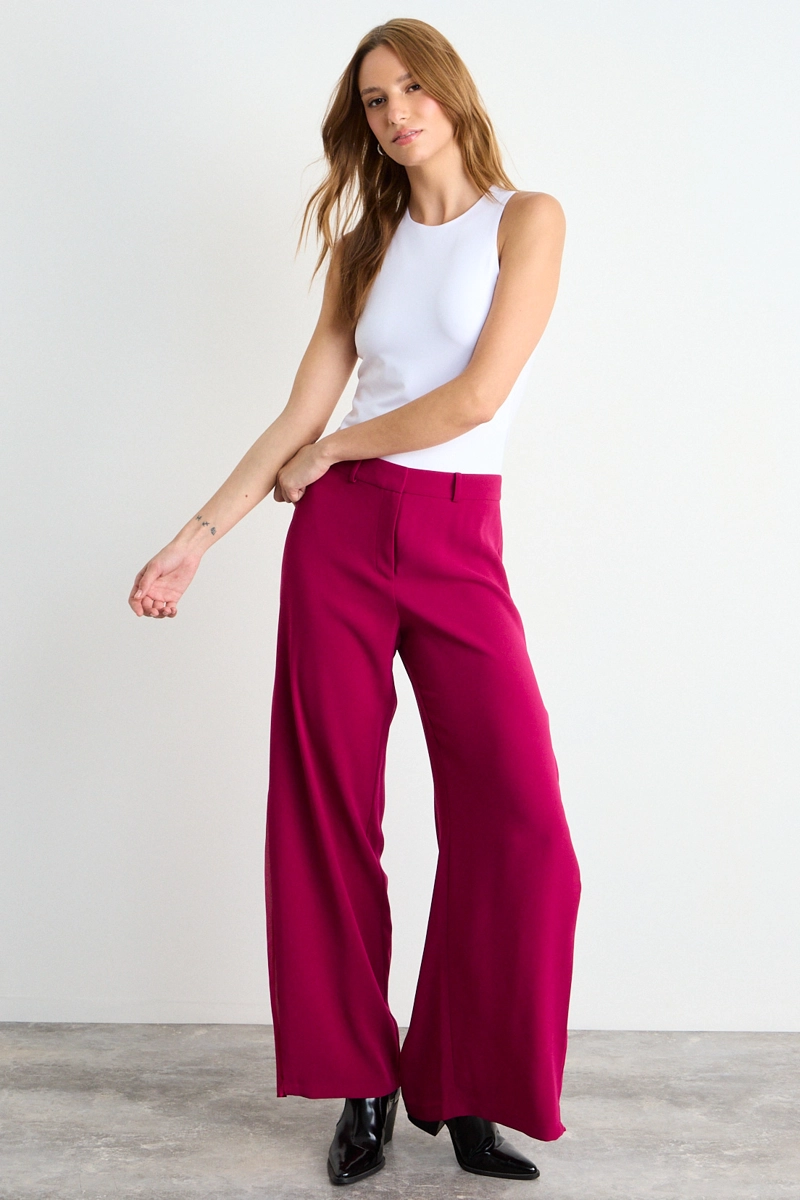 PANTALON LISO BURDEOS MUJER IO - 1