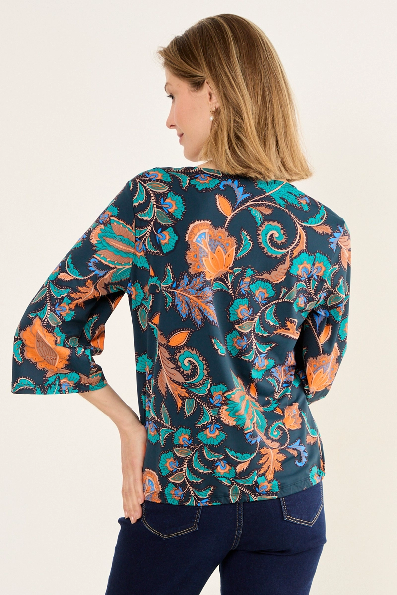 POLERA ESCOTE EN V AZUL MUJER MAGRIFFE - 3