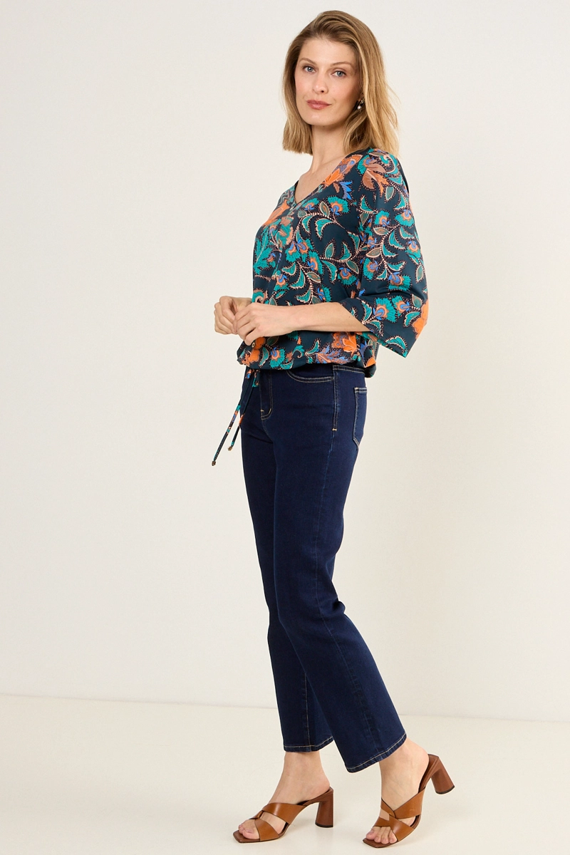POLERA ESCOTE EN V AZUL MUJER MAGRIFFE - 4