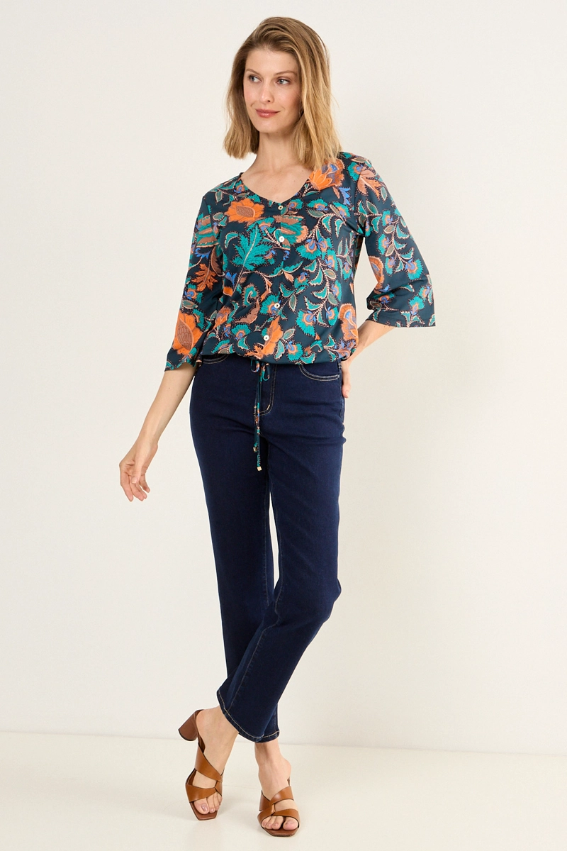 POLERA ESCOTE EN V AZUL MUJER MAGRIFFE - 5