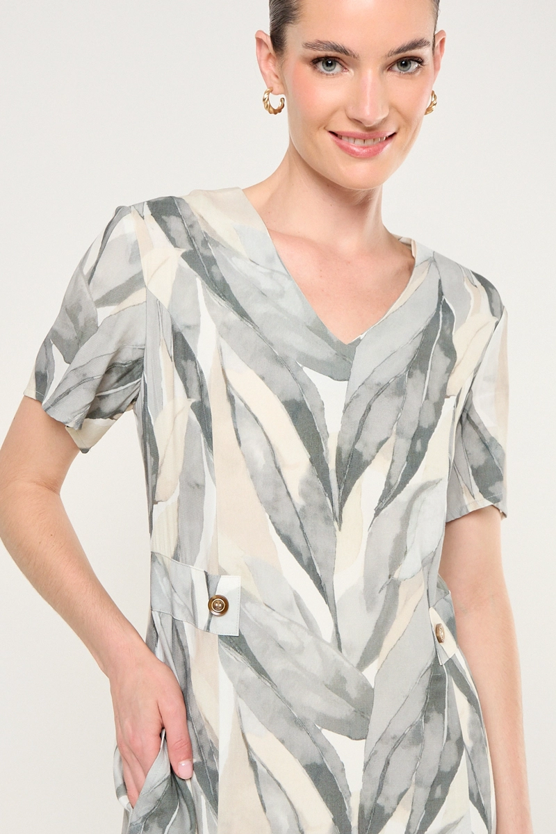 VESTIDO ESTAMAPADO CUELLO V AVELLANA MUJER MAGRIFFE - 2