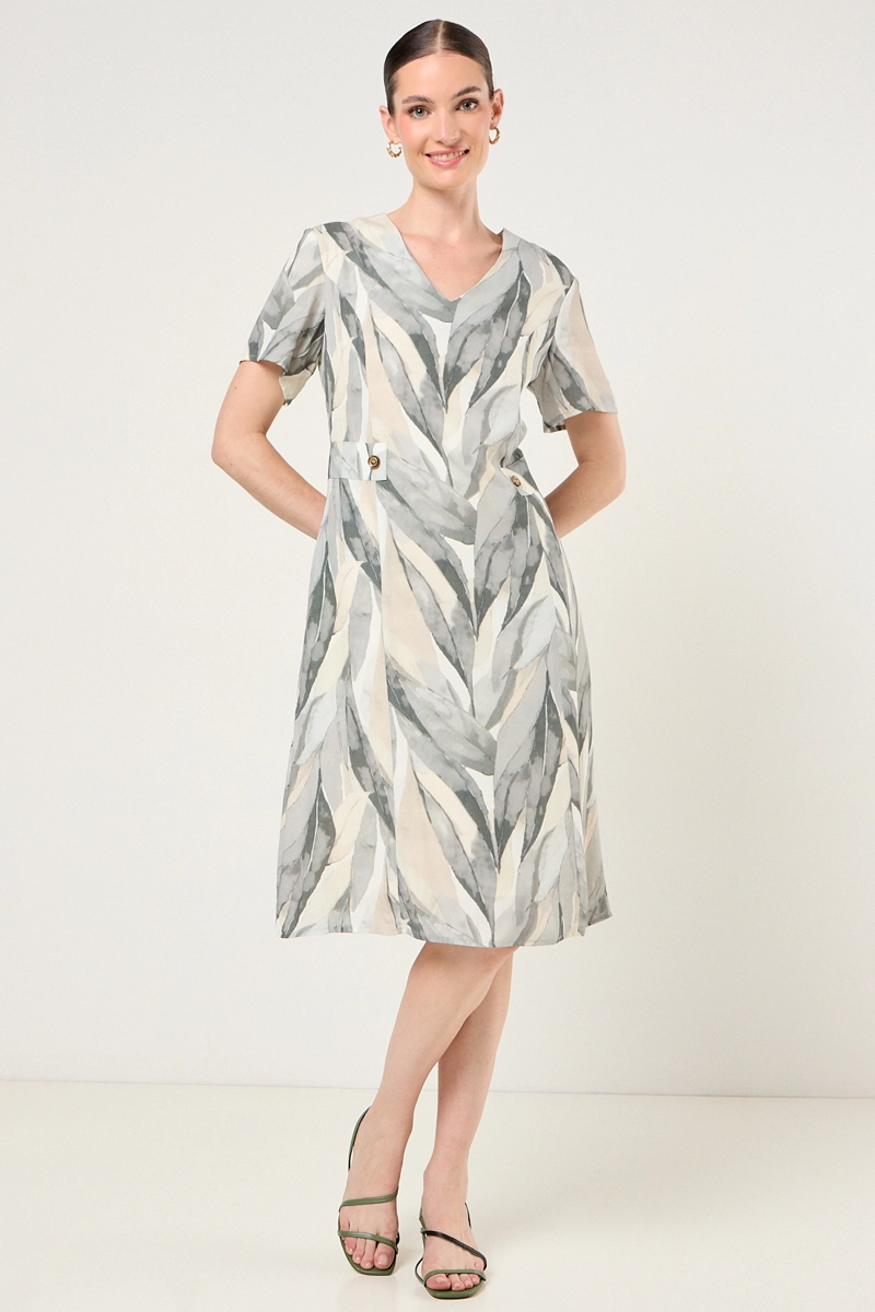 VESTIDO ESTAMAPADO CUELLO V AVELLANA MUJER MAGRIFFE - 4