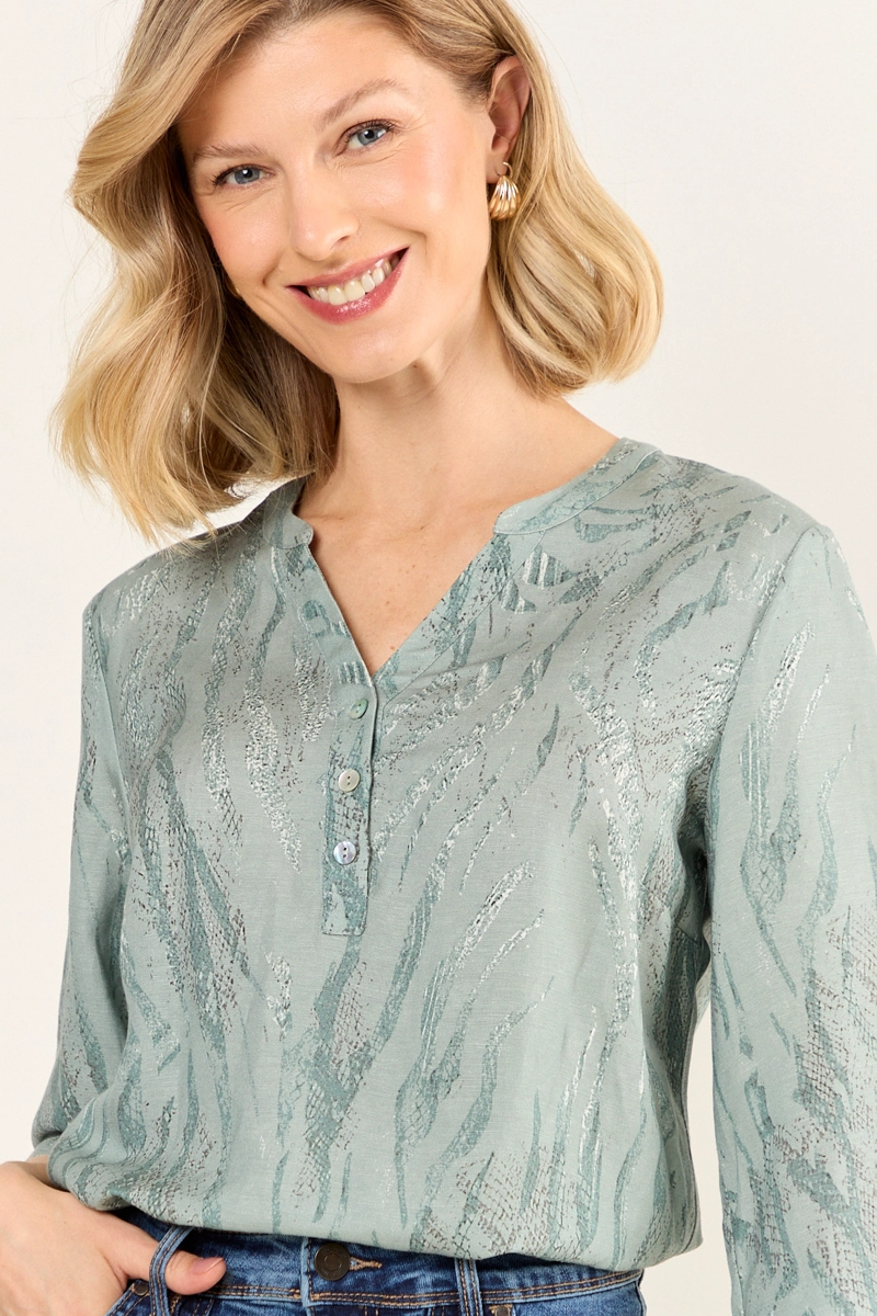 BLUSA LINO ESTAMPADA AVELLANA MUJER MAGRIFFE - 2