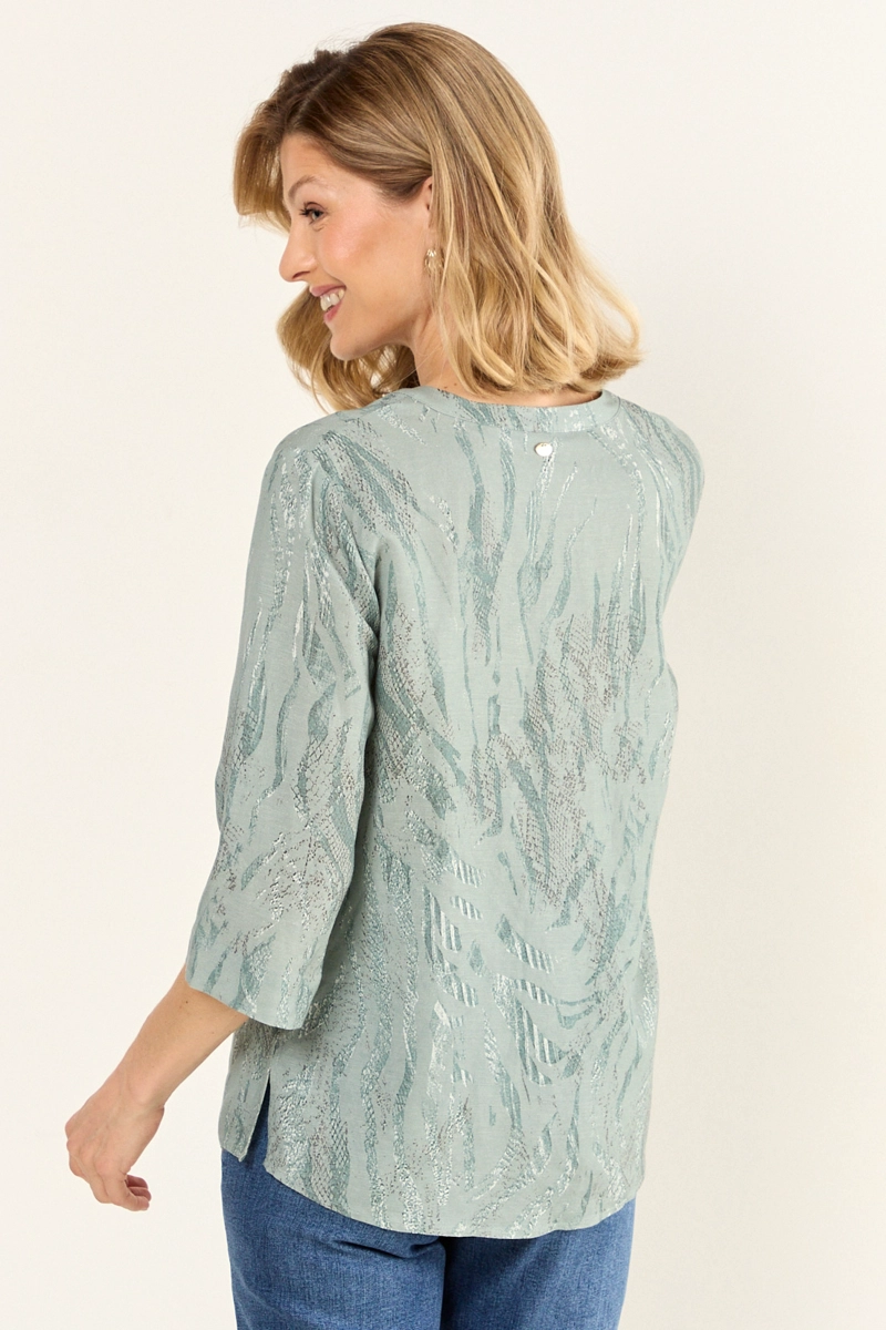 BLUSA LINO ESTAMPADA AVELLANA MUJER MAGRIFFE - 3