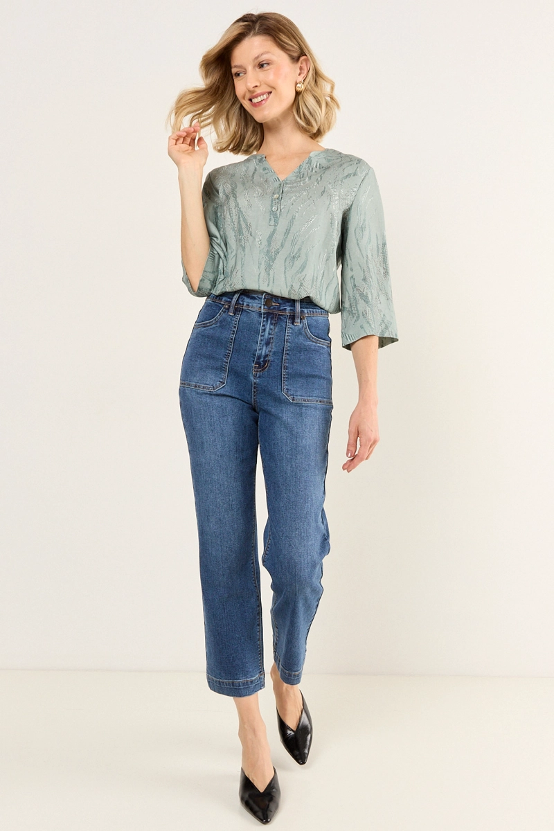 BLUSA LINO ESTAMPADA AVELLANA MUJER MAGRIFFE - 4