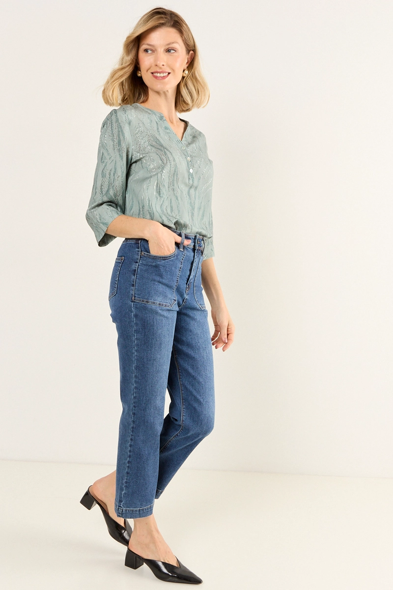 BLUSA LINO ESTAMPADA AVELLANA MUJER MAGRIFFE - 5