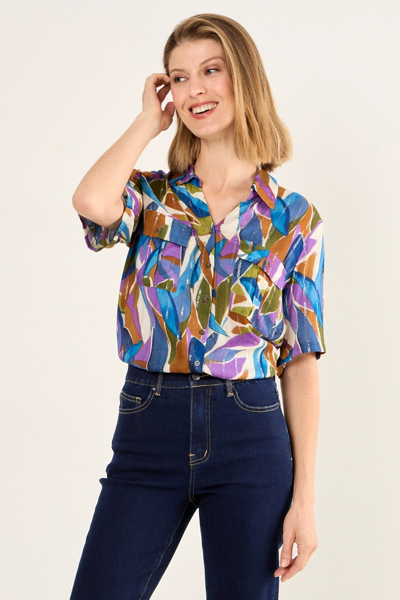 BLUSA CAMISERA MORADO MUJER MAGRIFFE - 2