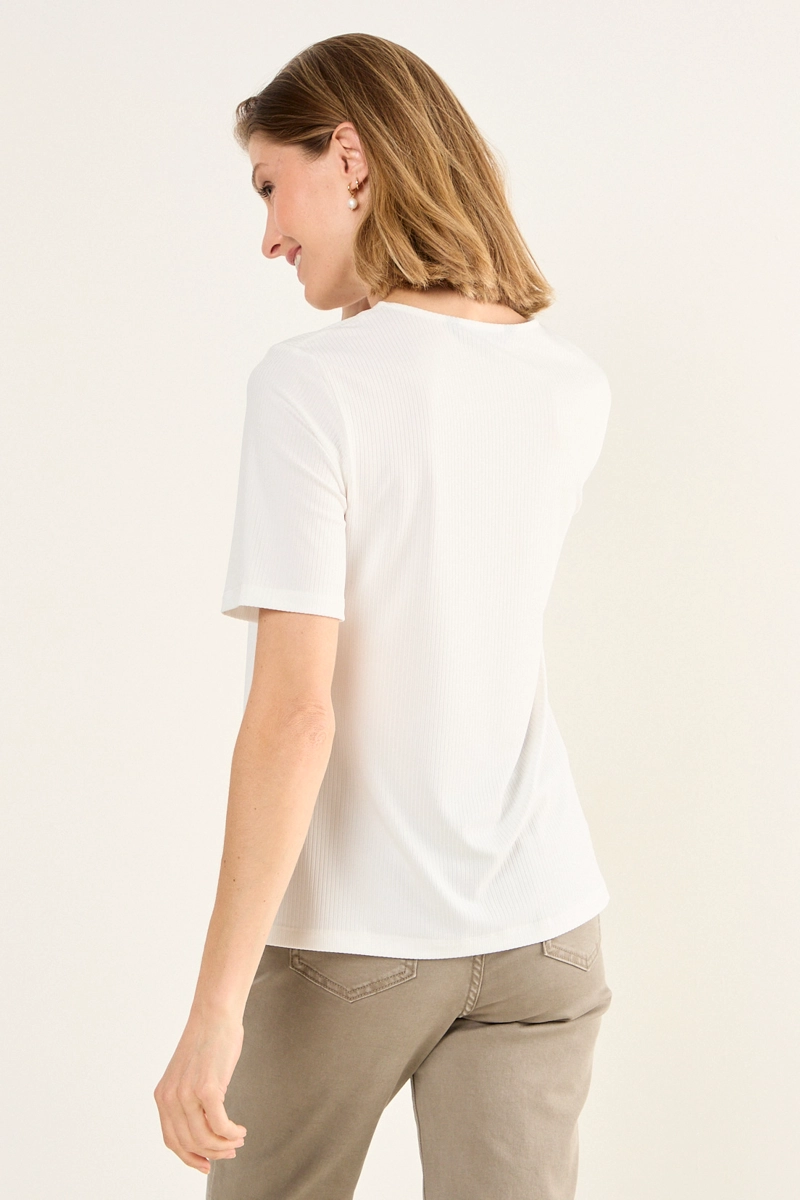 POLERA ACANALADA MANGA CORTA CRUDO MUJER MAGRIFFE - 3