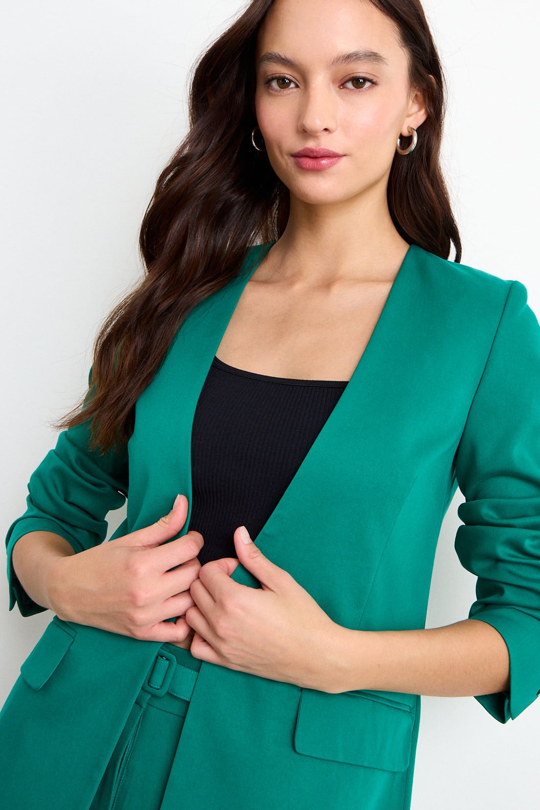 BLAZER LISO VERDE TURQUESA MUJER IO - 1
